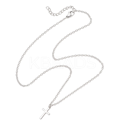 304 Stainless Steel Cross Pendant Cable Chain Necklaces NJEW-JN05844-1
