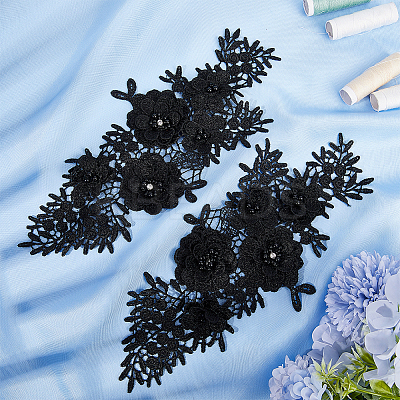 Flower Pattern Polyester Embroidered Lace Appliques DIY-WH0308-455C-1