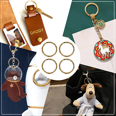 5 Bags Tibetan Style Iron Split Key Rings IFIN-WR0001-09-1