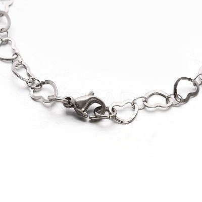 Tarnish Resistant 304 Stailess Steel Heart Link Bracelets BJEW-N280-04-1