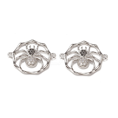 Halloween Brass Pave Clear & Black Cubic Zirconia Connector Charms LS-KK-E068-VB060-1