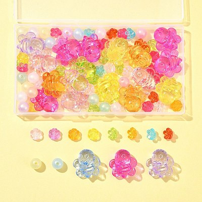 80Pcs 4 Styles Transparent Acrylic Beads MACR-FS0001-61-1
