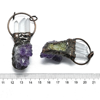 Electroplated Raw Natural Amethyst and Quartz Crystal Big Pendants G-K404-02R-1