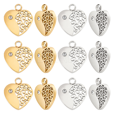 12Pcs 2 Colors 304 Stainless Steel Charms STAS-DC0008-54-1