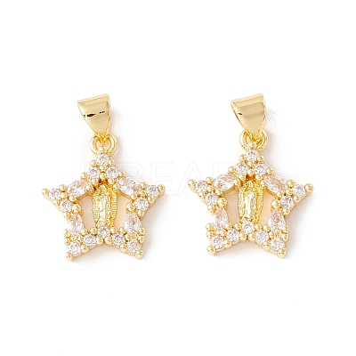Rack Plating Brass Micro Pave Clear Cubic Zirconia Pendants ZIRC-I057-24G-1