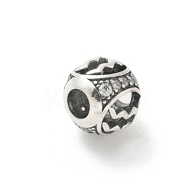 Brass Clear Cubic Zirconia European Beads LS-FIND-M049-01AS-04-1
