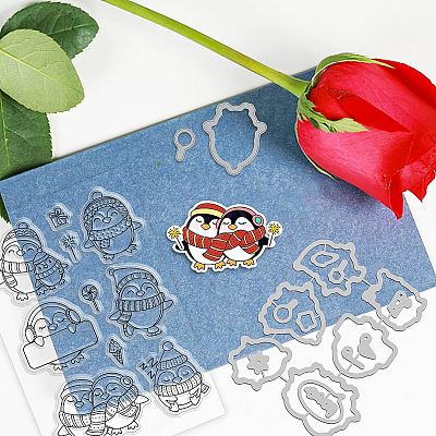 PVC Plastic Stamps & Carbon Steel Cutting Dies Stencils DIY-BC0005-73-1