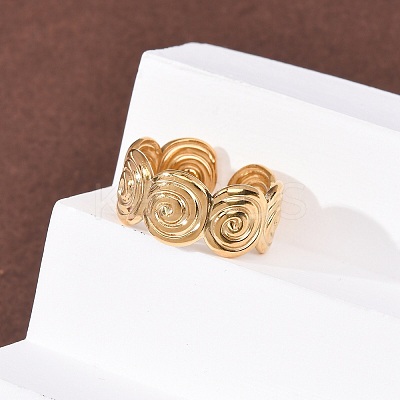 304 Stainless Steel Open Cuff Rings for Women RJEW-K309-26G-1