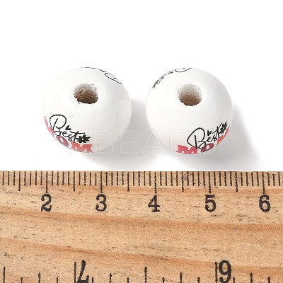 Mother's Day Theme Printed Wood European Beads WOOD-F016-10-1