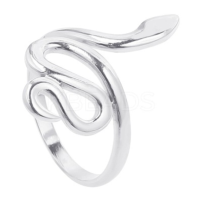 Non-Tarnish 201 Stainless Steel Snake Wrap Open Cuff Ring for Women FIND-PW0004-63P-1