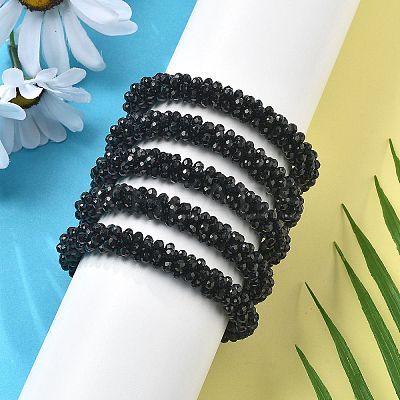Faceted Opaque Glass Beads Stretch Bracelets BJEW-S144-002E-01-1