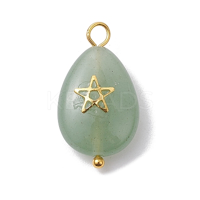 3Pcs 3 Styles Natural Green Aventurine Pendant PALLOY-JF02576-01-1