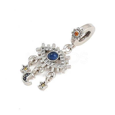 Brass Colorful Rhinestone European Dangle Charms LS-KK-P324-08P-1