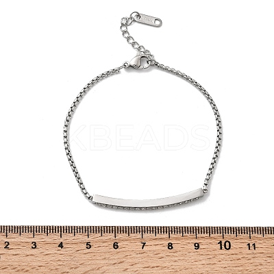 304 Stainless Steel Rhinestone Link Bracelets BJEW-P369-01P-1