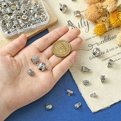 100Pcs 20 Styles Tibetan Style Alloy Tube Bails FIND-CJ0002-13-1