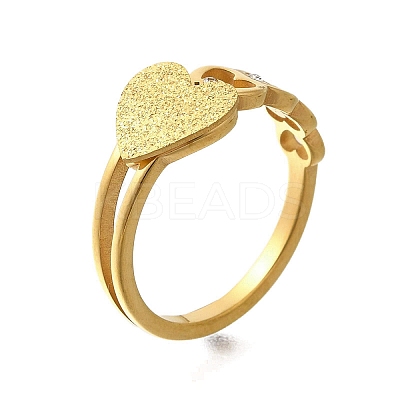 Textured Heart 304 Stainless Steel Finger Ring for Women RJEW-L126-14B-G-1