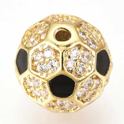 Brass Micro Pave Cubic Zirconia Beads ZIRC-Q013-10mm-136G-1