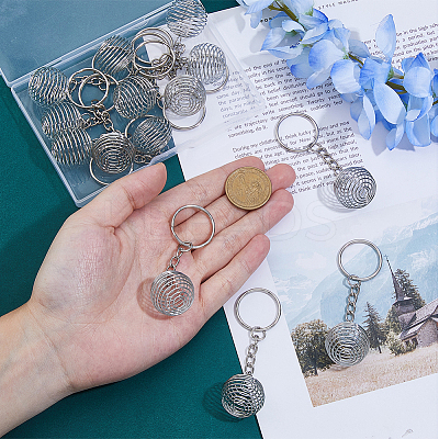 Iron Spiral Bead Cage Keychain KEYC-DC00004-1