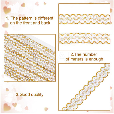 Polyester Filigree Wavy Lace Ribbon OCOR-WH0082-211C-1