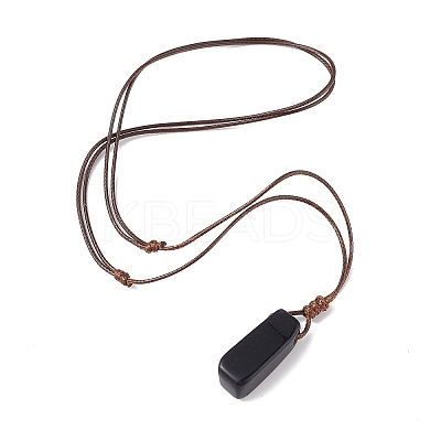 Natural Obsidian Nugget Pendant Necklace with Waxed Cord for Women NJEW-F306-01D-1