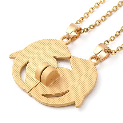 2Pcs 2 Color Alloy Magnetic Dolphin Pendant Necklaces Set NJEW-Z016-02G-1
