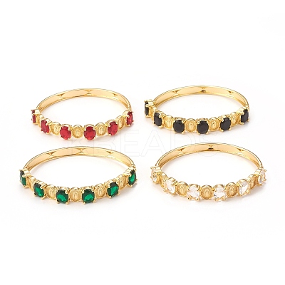Rack Plating Virgin Mary Brass Bangles with Micro Pave Cubic Zirconia BJEW-E071-03G-1