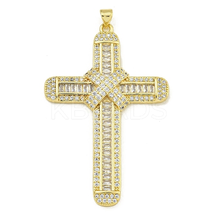 Rack Plating Brass Pave Cubic Zirconia Pendants KK-U029-02G-02-1