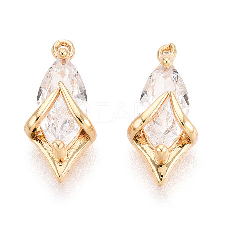 Brass Pave Cubic Zirconia Charms KK-N275-14A-G-1