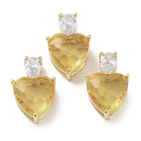 Real 18K Gold Plated Rack Plating Brass Micro Pave Cubic Zirconia Pendants KK-R161-04G-01-1