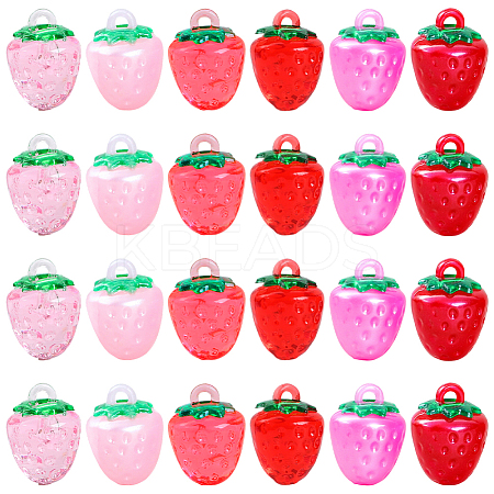 48Pcs 6 Colors Transparent Resin Pendants RESI-SC0036-63B-1