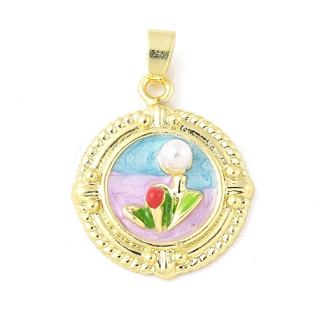 Brass Enamel Pendants KK-Z101-09G-F01-1