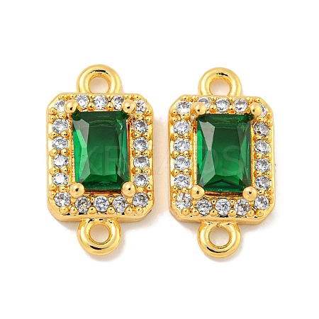 Brass Pave Clear & Green Cubic Zirconia Connector Charms KK-P275-45G-1