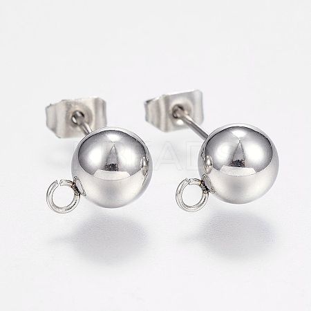 Non-Tarnish 201 Stainless Steel Ball Stud Earring Post LS-X-STAS-F088-01P-1