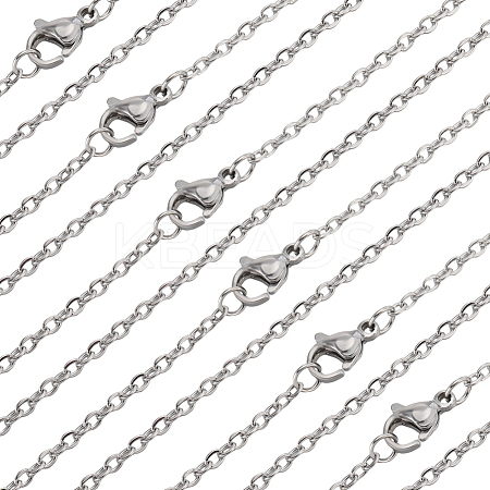 30Pcs 304 Stainless Steel Flat Cable Chain Necklaces Set for Men Women STAS-BBC0004-99A-1