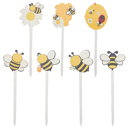 14Pcs Wooden Cake Toppers Decorations DIY-CN0005-56A-1