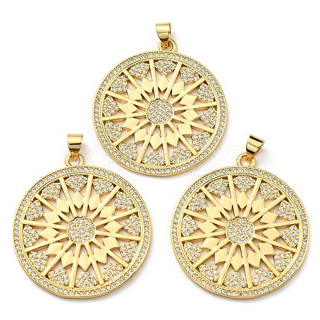 Brass with Cubic Zirconia Pendants KK-K341-39G-1