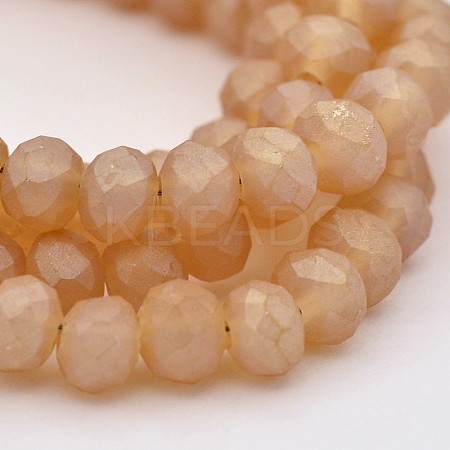 Full Rainbow Plated Faceted Rondelle Glass Beads Strands EGLA-J054-4x3mm-FR01-1