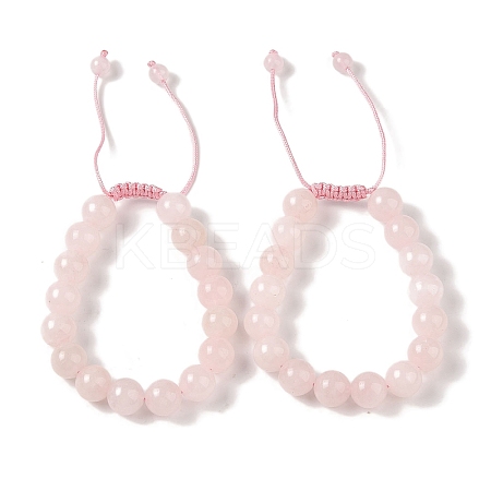 10mm Round Dyed Natural Rose Quartz Braided Bead Bracelets BJEW-C067-01C-20-1
