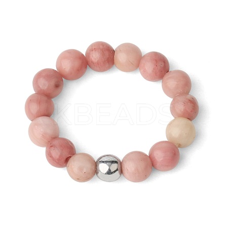4MM Round Natural Rhodonite Beaded Stretch Rings LS-VM0712-8-1