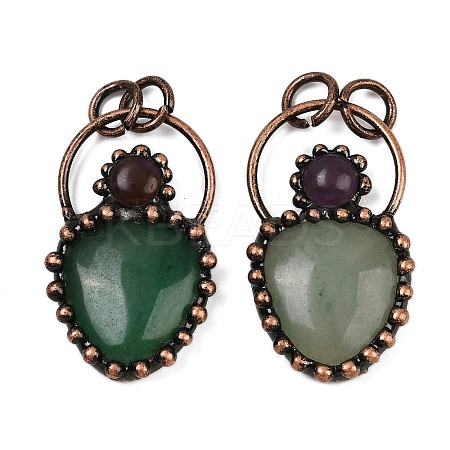 Natural Green Aventurine & Natural Amethyst Pendants G-Z101-06R-04-1
