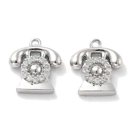 Rack Plating Brass Clear Cubic Zirconia Pendants KK-M102-14P-A-1