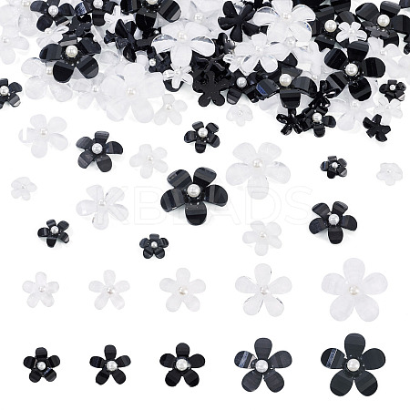 100Pcs 10 Styles Flower Resin Cabochons RESI-TA0004-28A-1