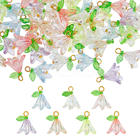 56Pcs 7 Colors Acrylic Pendants PALLOY-DC00026-1