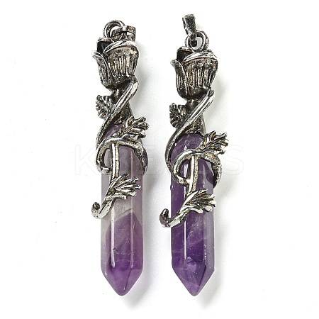 Natural Amethyst Faceted Double Termimal Pointed Big Pendants G-P547-03AS-04-1
