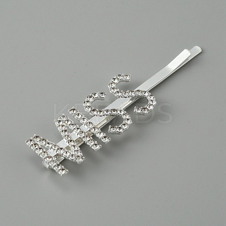 Word MISS Alloy Rhinestone Hair Bobby Pins FIND-WH0152-34D-S-1