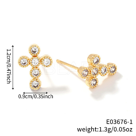 Brass Pave Clear Cubic Zirconia Stud Earrings LS-ZJ0177-2-1