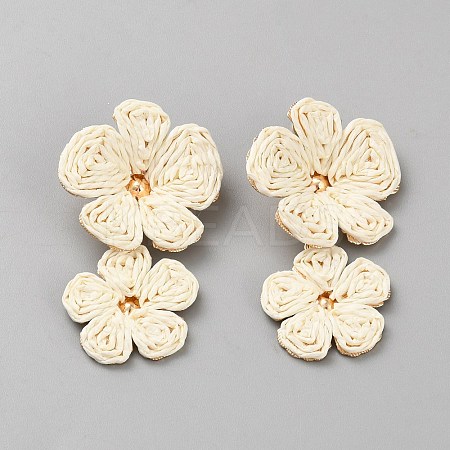 Ally with Raffia Grass Studs Earrings EJEW-WH20011-03E-1