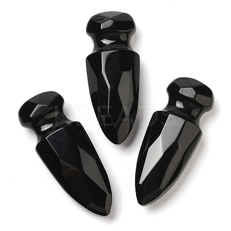 Natural Obsidian Craved Sword Model Ornament DJEW-C019-02J-1