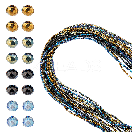 HOBBIESAY 12 Strands 4 Colors Electroplate Glass Beads Strands EGLA-HY0001-04-1