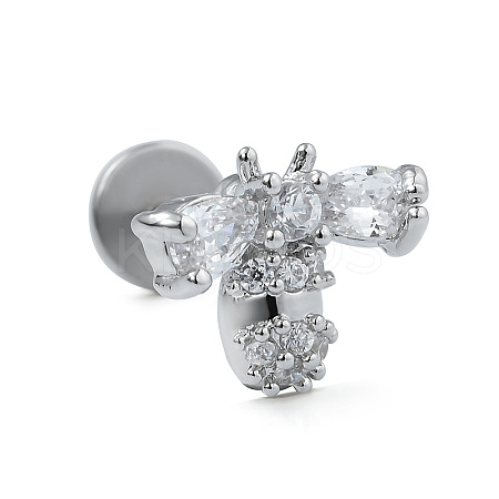 Stainless Steel Micro Pave Clear Cubic Zirconia Cartilage Earrings for Women Men WG39C06-08-1